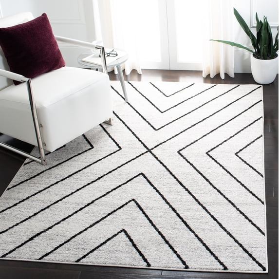 SAFAVIEH Adirondack Evonne Geometric Area Rug, Ivory/Grey, 8' x 10'