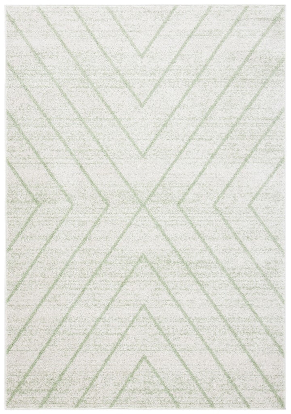 Ivory and Sage Rectangular 8' x 10' Stain-Resistant Synthetic Area Rug