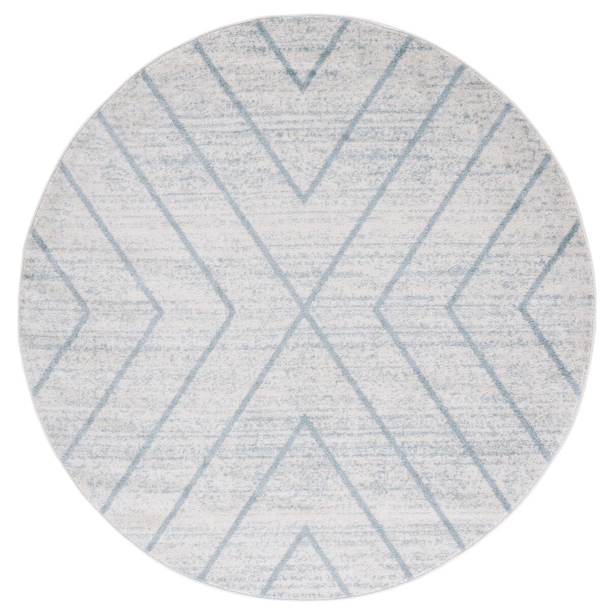 SAFAVIEH Adirondack Evonne Geometric Area Rug, Light Grey/Light Blue, 6' x 6' Round
