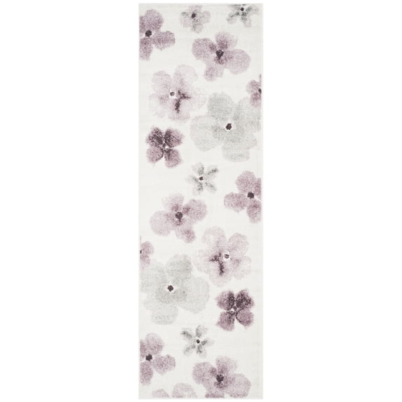 SAFAVIEH Adirondack Feride Floral Runner Rug, Ivory/Purple, 2'6" x 8'