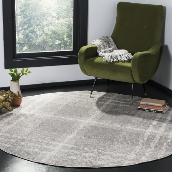SAFAVIEH Adirondack Fidan Geometric Area Rug, Light Grey/Ivory, 6' x 6' Round