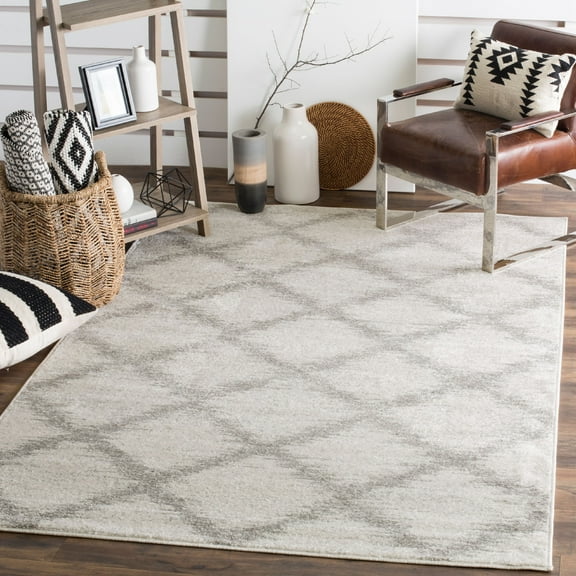 SAFAVIEH Adirondack Grayson Geometric Area Rug, Ivory/Silver, 9' x 12'