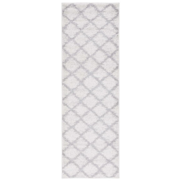 SAFAVIEH Adirondack Grayson Geometric Diamonds Runner Rug, Ivory/Silver, 2'6" x 8'