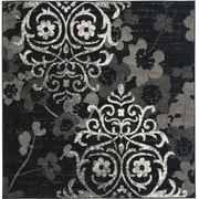 SAFAVIEH Adirondack Hortense Abstract Area Rug, Black/Silver, 10' x 10' Square