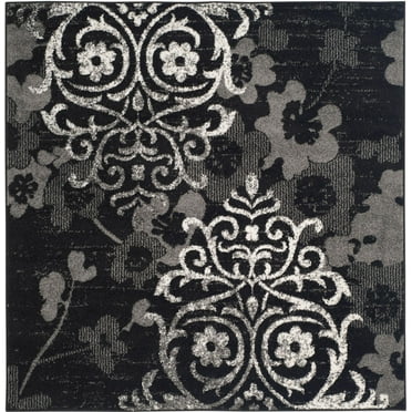 SAFAVIEH Adirondack Hortense Abstract Area Rug, Black/Silver, 10' x 10' Square