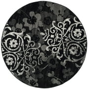 SAFAVIEH Adirondack Hortense Abstract Area Rug, Black/Silver, 6' x 6' Round