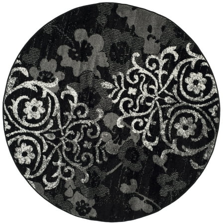 SAFAVIEH Adirondack Hortense Abstract Area Rug, Black/Silver, 6' x 6' Round