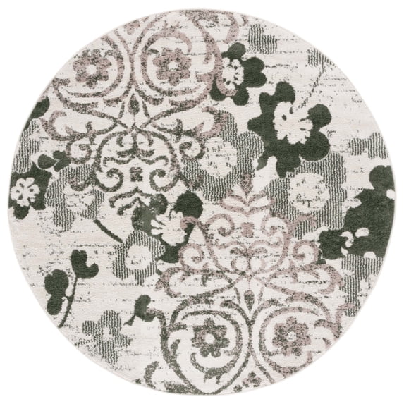 SAFAVIEH Adirondack Hortense Abstract Area Rug, Ivory/Dark Green, 6' x 6' Round