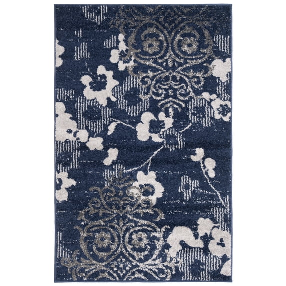 SAFAVIEH Adirondack Hortense Abstract Area Rug, Navy/Silver, 2'6" x 4'