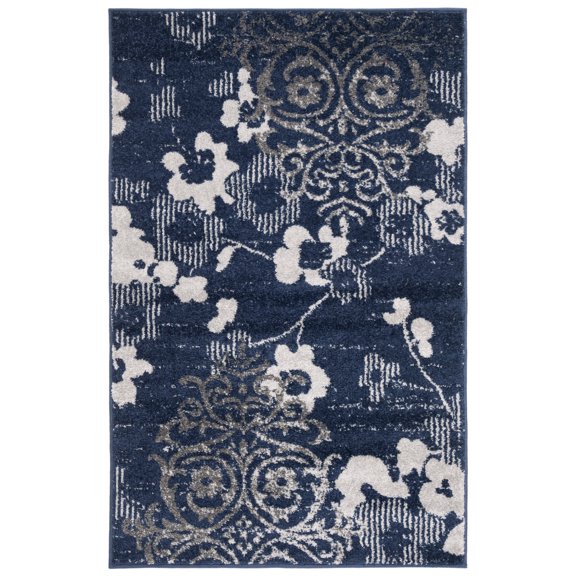 SAFAVIEH Adirondack Hortense Abstract Area Rug, Navy/Silver, 2'6" x 4'