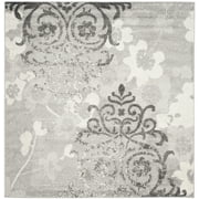 SAFAVIEH Adirondack Hortense Abstract Area Rug, Silver/Ivory, 10' x 10' Square
