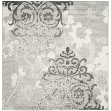 SAFAVIEH Adirondack Hortense Abstract Area Rug, Silver/Ivory, 4' x 4' Square