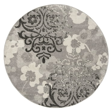 SAFAVIEH Adirondack Hortense Abstract Area Rug, Silver/Ivory, 5' x 5' Round
