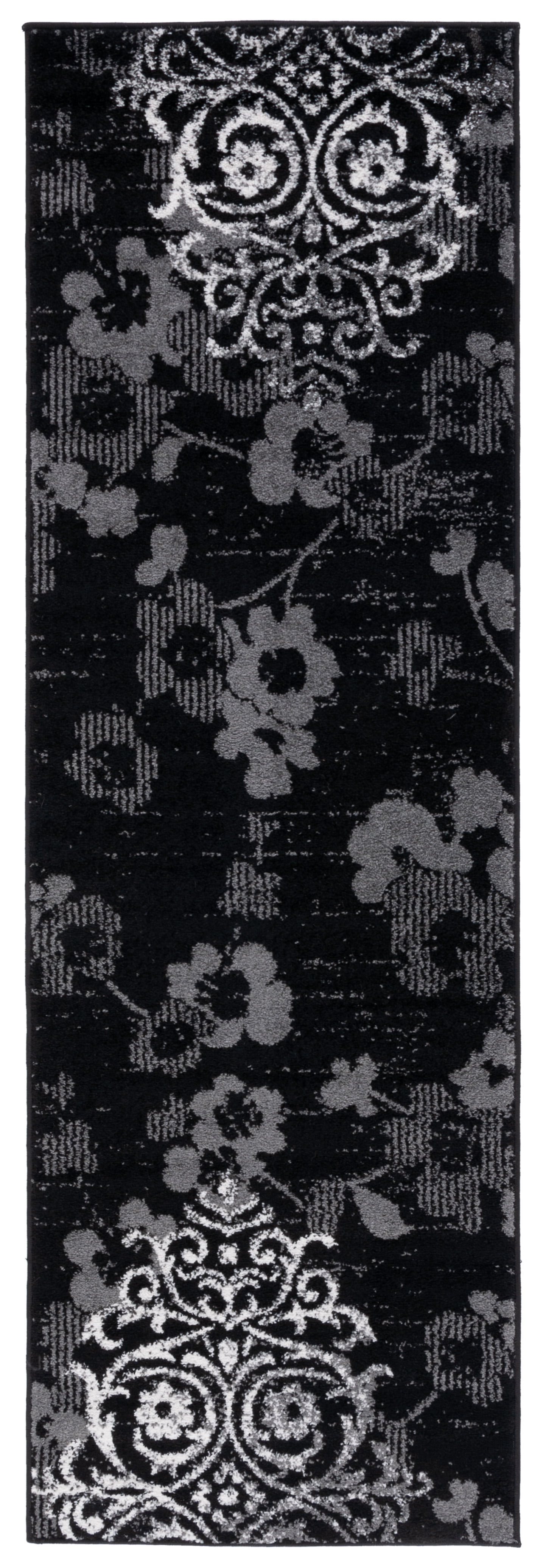 SAFAVIEH Adirondack Hortense Abstract Runner Rug, Black/Silver, 2'6" x 22'
