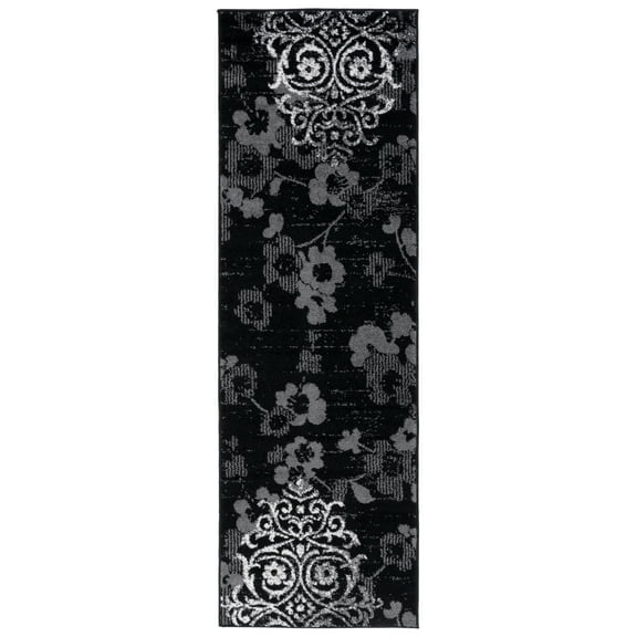 SAFAVIEH Adirondack Hortense Abstract Runner Rug, Black/Silver, 2'6" x 22'