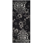 SAFAVIEH Adirondack Hortense Floral Medallion Runner Rug, Black/Silver, 2'6" x 6'