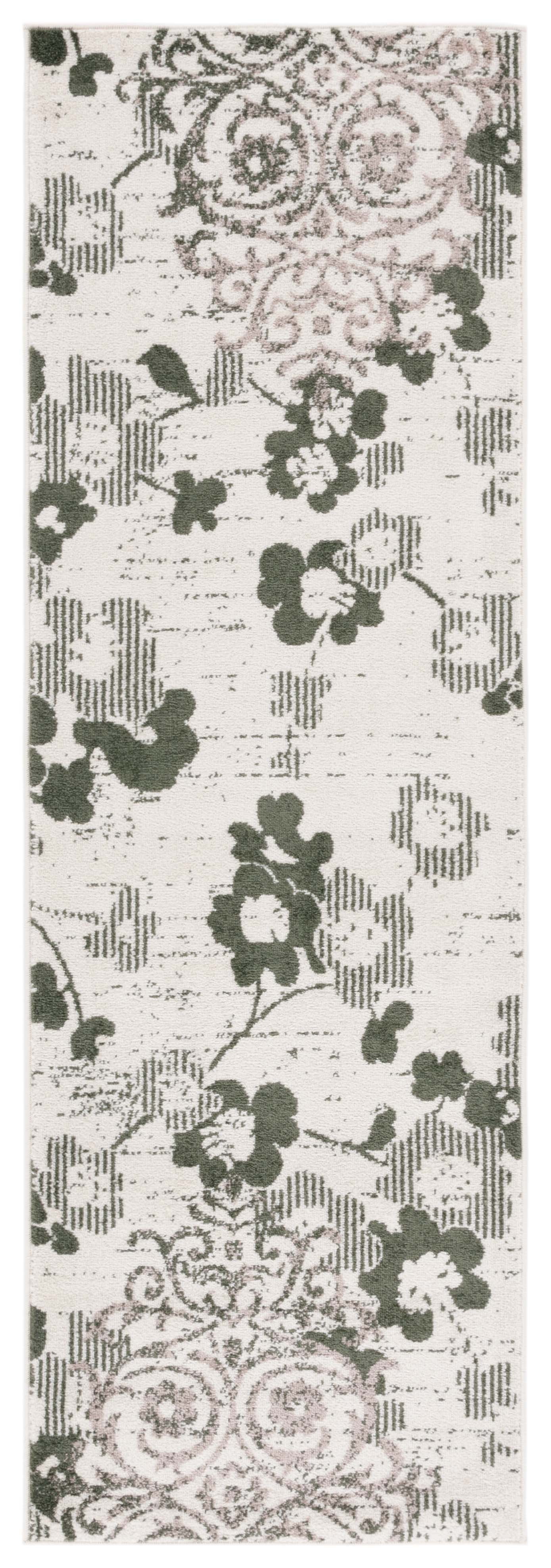 SAFAVIEH Adirondack Hortense Abstract Runner Rug, Ivory/Dark Green, 2'6" x 8'