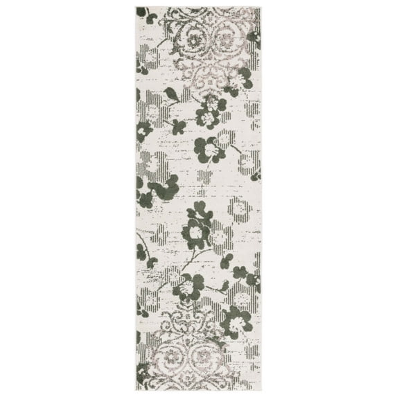 SAFAVIEH Adirondack Hortense Abstract Runner Rug, Ivory/Dark Green, 2'6" x 8'