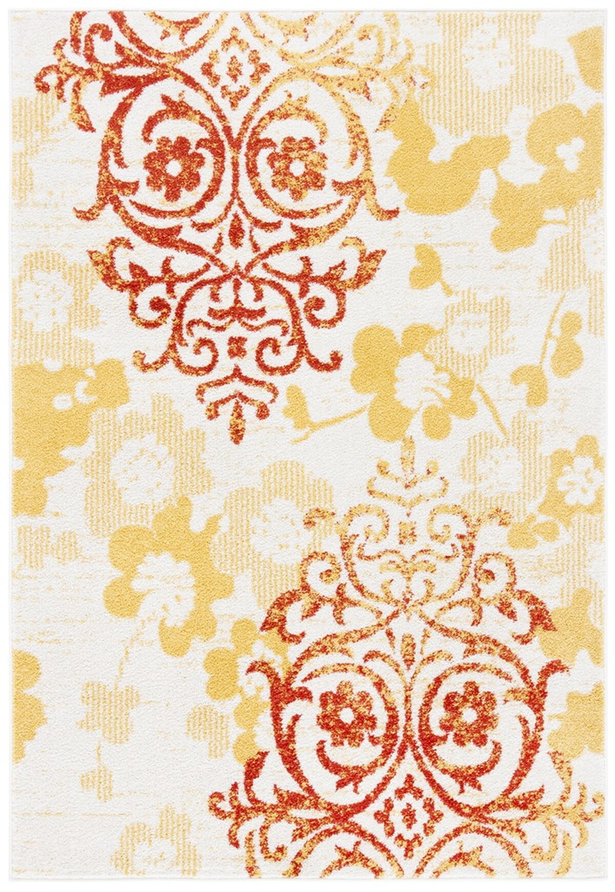 SAFAVIEH Adirondack Hortense Floral Area Rug, Grey/Gold, 4'5" x 6'5"