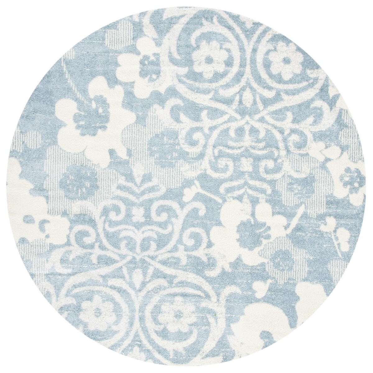 SAFAVIEH Adirondack Hortense Floral Area Rug, Grey/Ivory, 6'7" x 6'7" Round