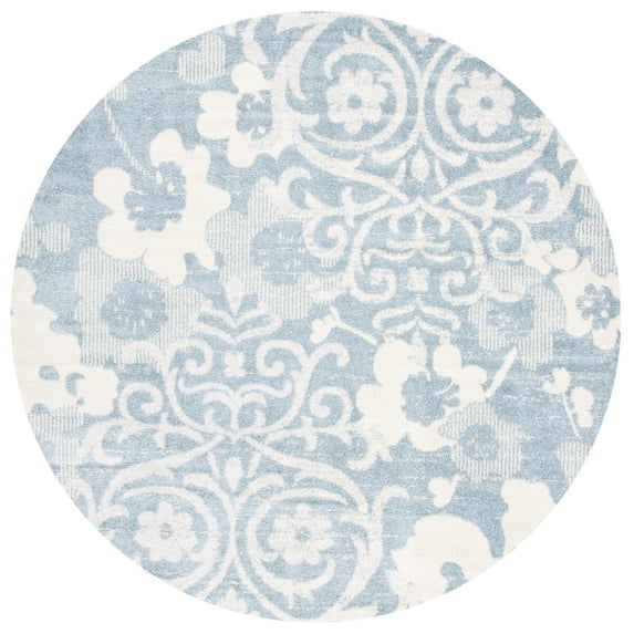 SAFAVIEH Adirondack Hortense Floral Area Rug, Grey/Ivory, 6'7" x 6'7" Round