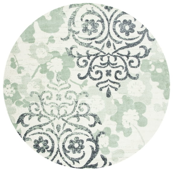 SAFAVIEH Adirondack Hortense Floral Area Rug, Ivory/Green, 4' x 4' Round
