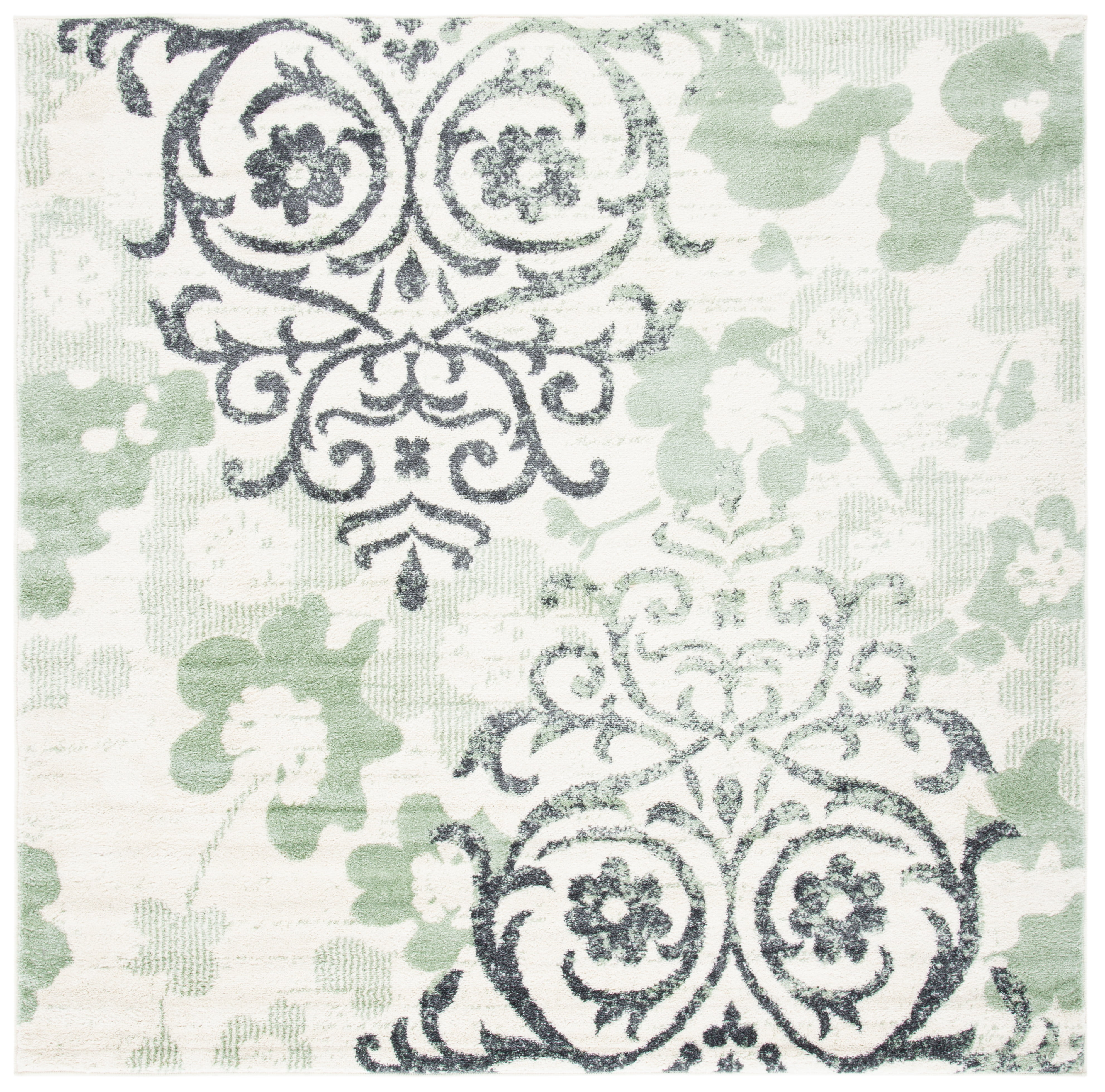 SAFAVIEH Adirondack Hortense Floral Area Rug, Ivory/Green, 4' x 4' Square