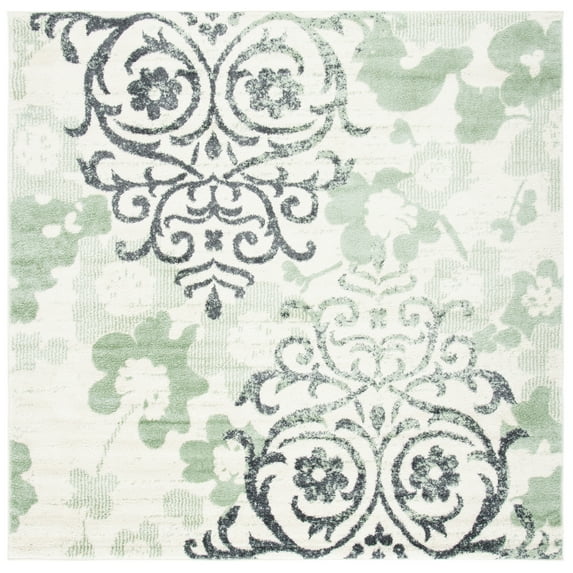 SAFAVIEH Adirondack Hortense Floral Area Rug, Ivory/Green, 4' x 4' Square