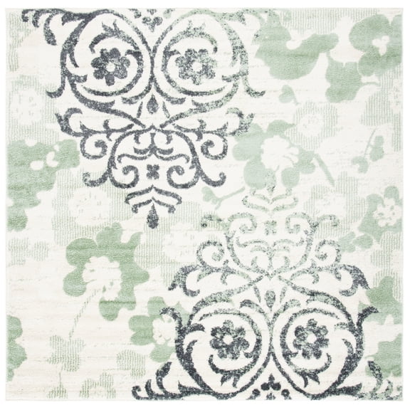 SAFAVIEH Adirondack Hortense Floral Area Rug, Ivory/Green, 4' x 4' Square
