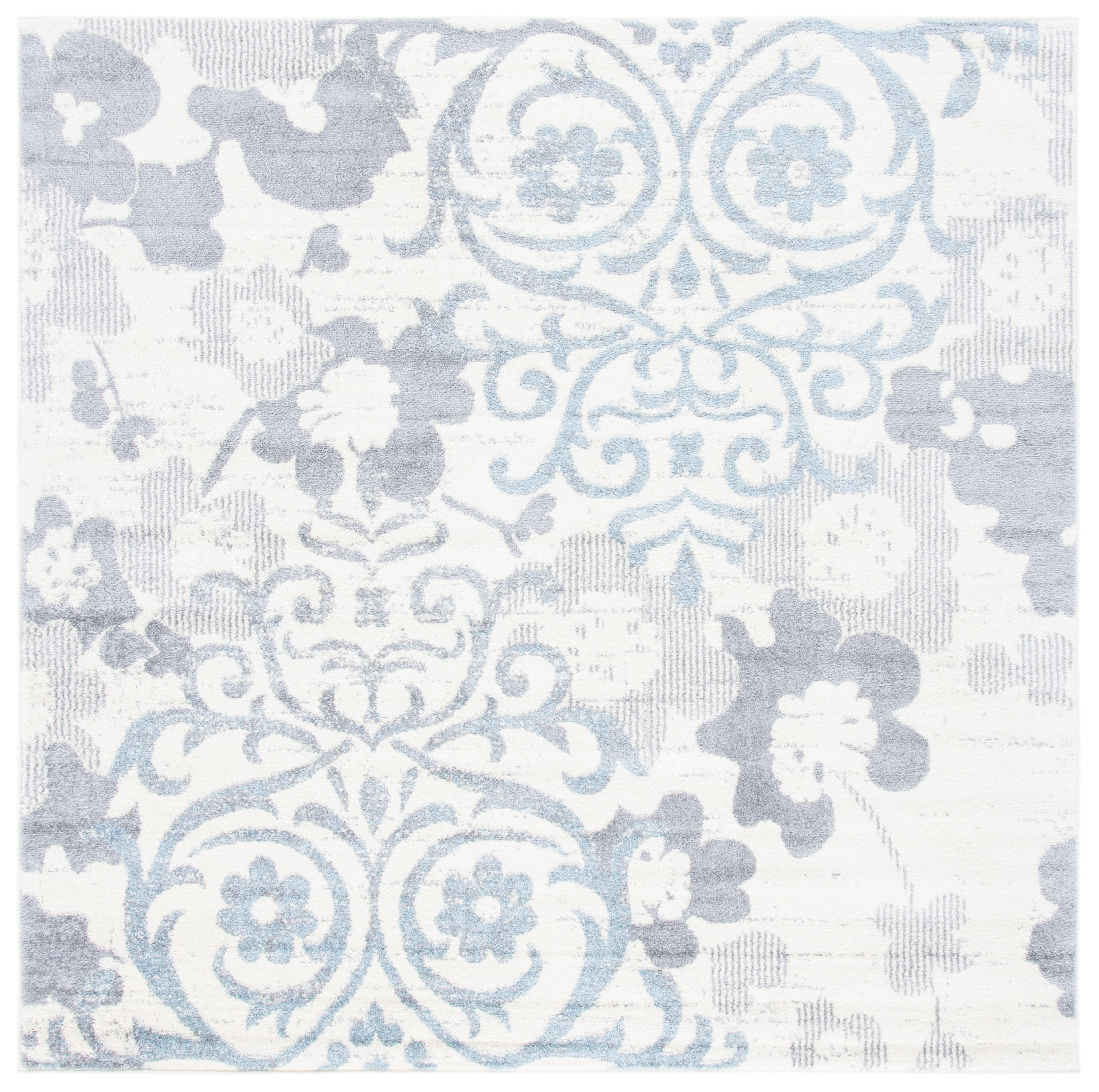 SAFAVIEH Adirondack Hortense Floral Area Rug, Ivory/Grey, 4' x 4' Square