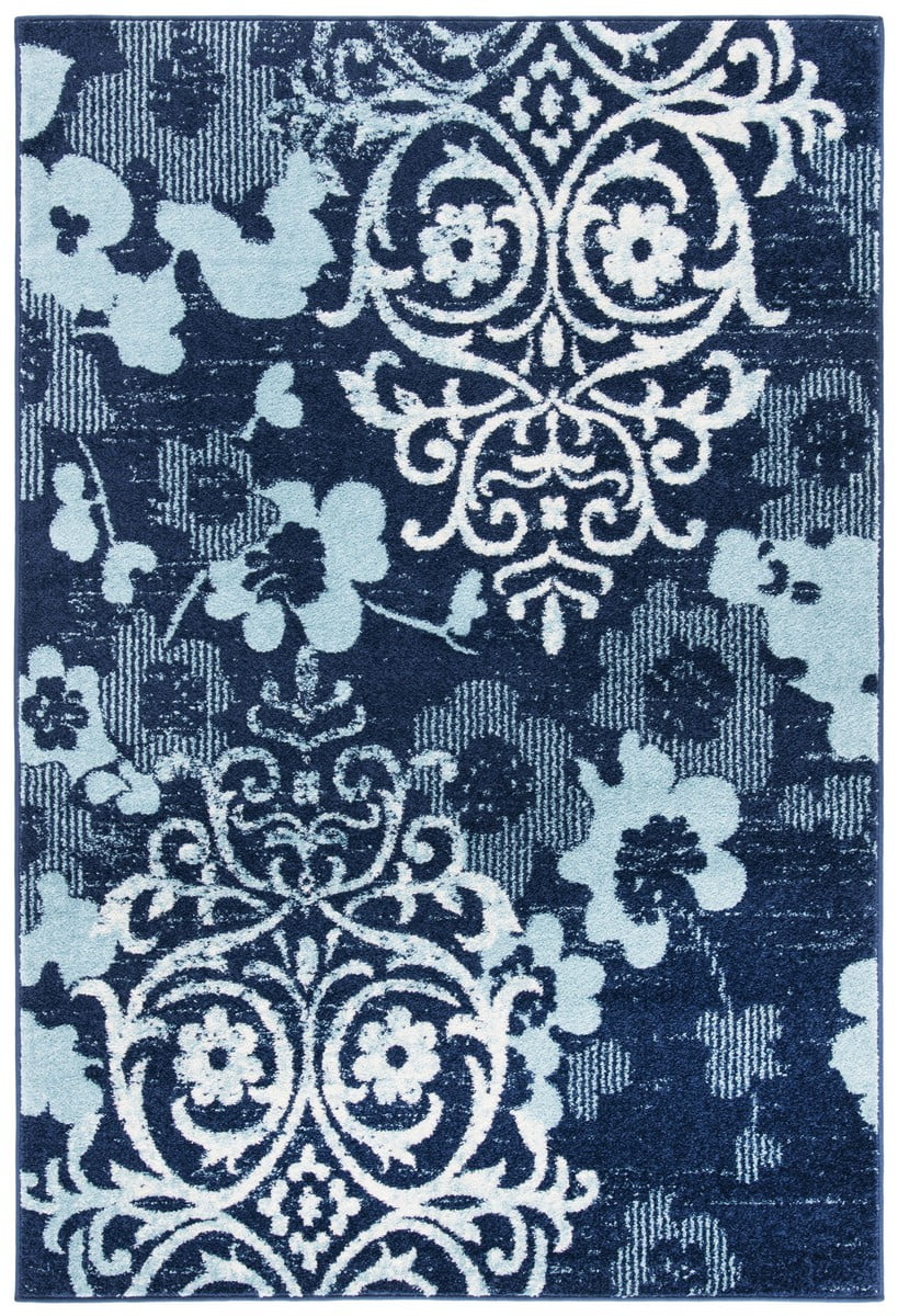 SAFAVIEH Adirondack Hortense Floral Area Rug, Navy/Aqua, 6' x 9'