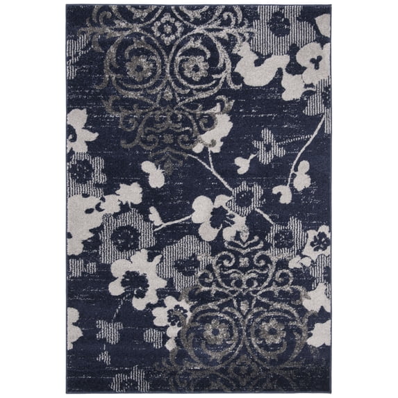 SAFAVIEH Adirondack Hortense Floral Area Rug, Navy/Silver, 10' x 14'