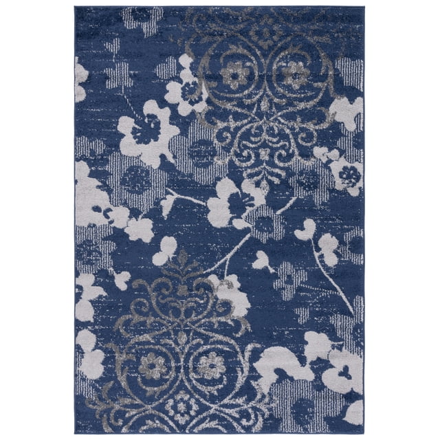SAFAVIEH Adirondack Hortense Floral Area Rug, Navy/Silver, 4' x 6 ...