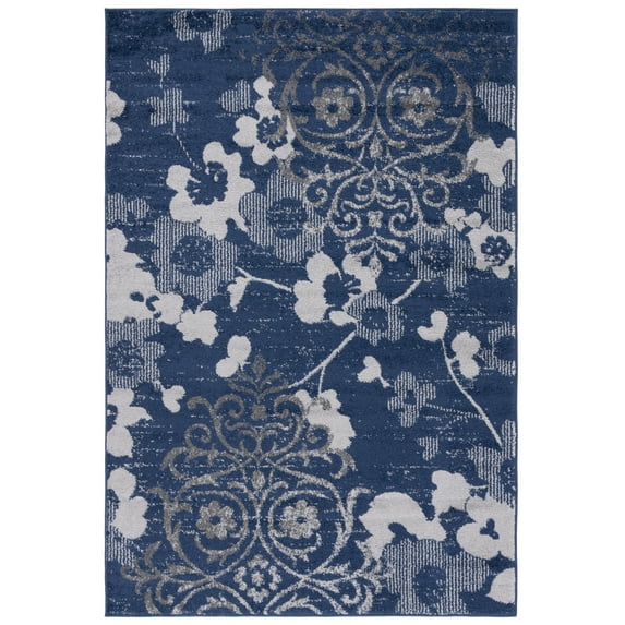 SAFAVIEH Adirondack Hortense Floral Area Rug, Navy/Silver, 4' x 6'