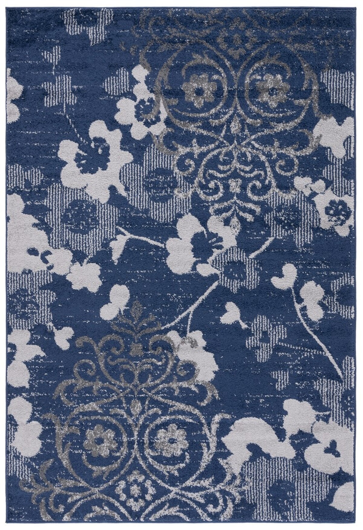 SAFAVIEH Adirondack Hortense Floral Area Rug, Navy/Silver, 5'1" x 7'6"