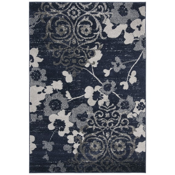 SAFAVIEH Adirondack Hortense Floral Area Rug, Navy/Silver, 9' x 12'