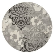 SAFAVIEH Adirondack Hortense Floral Area Rug, Silver/Ivory, 11' x 11' Round
