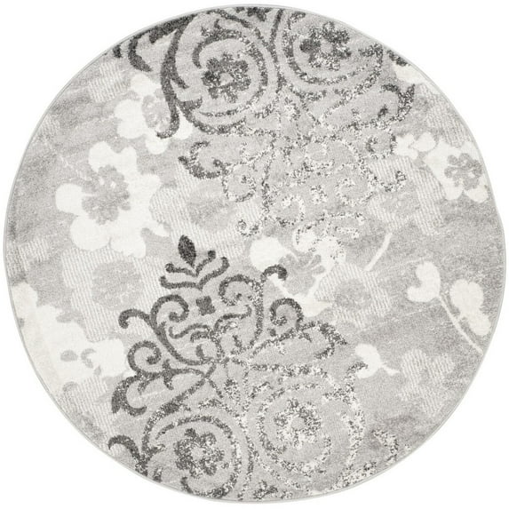 SAFAVIEH Adirondack Hortense Floral Area Rug, Silver/Ivory, 3' x 3' Round