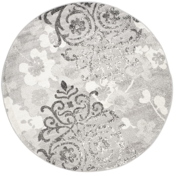 SAFAVIEH Adirondack Hortense Floral Area Rug, Silver/Ivory, 3' x 3' Round