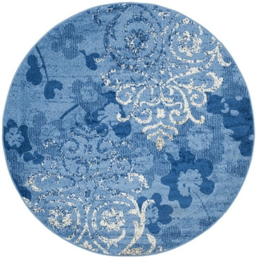 SAFAVIEH Adirondack Hortense Floral Area Rug, Silver/Ivory, 4' x 4' Round
