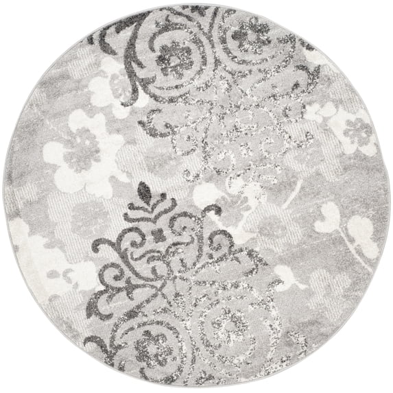 SAFAVIEH Adirondack Hortense Floral Area Rug, Silver/Ivory, 4' x 4' Round
