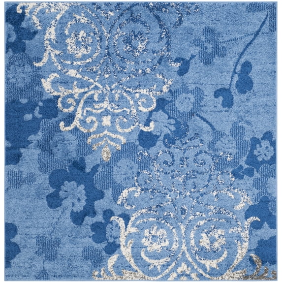 SAFAVIEH Adirondack Hortense Floral Area Rug, Silver/Ivory, 4' x 4' Square