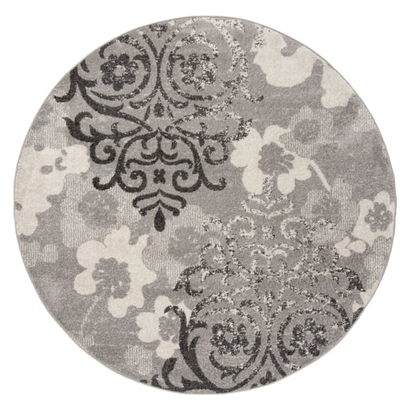 SAFAVIEH Adirondack Hortense Floral Area Rug, Silver/Ivory, 9' x 9' Round