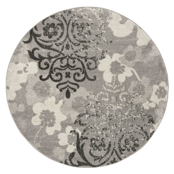 SAFAVIEH Adirondack Hortense Floral Area Rug, Silver/Ivory, 9' x 9' Round