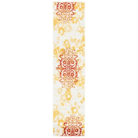 SAFAVIEH Adirondack Hortense Floral Runner Rug, Grey/Gold, 2'2" x 9'