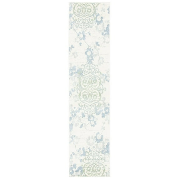SAFAVIEH Adirondack Hortense Floral Runner Rug, Ivory/Blue, 2'2" x 9'