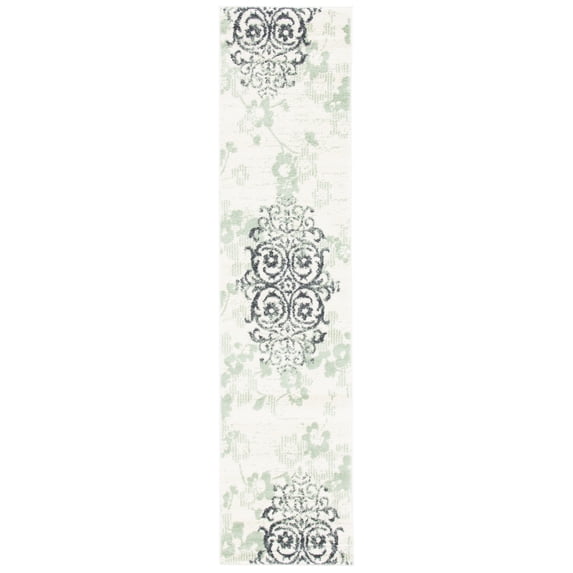 SAFAVIEH Adirondack Hortense Floral Runner Rug, Ivory/Green, 2'6" x 8'
