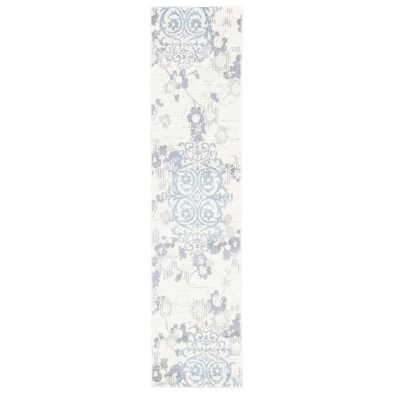 SAFAVIEH Adirondack Hortense Floral Runner Rug, Ivory/Grey, 2'2" x 9'
