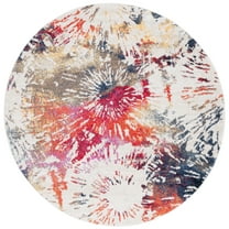 SAFAVIEH Adirondack Ian Abstract Area Rug, Ivory/Fuchsia Gold, 6' x 6' Round