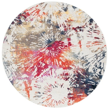 SAFAVIEH Adirondack Ian Abstract Area Rug, Ivory/Fuchsia Gold, 6' x 6' Round